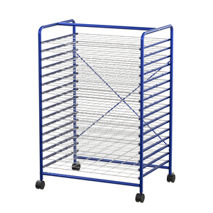 カスタムメタルブルーアート染色ラック、家庭用、トレーニングスクール用のキャスター付き塗装保管ホルダー - Product Image 1