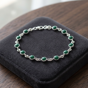Wholesale Natural Malachite Healing Stone Luxury Sterling Silver Ethnic Party Gift Bracelet Charms Fashion Accessory Price - Product Image 3