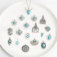 Nouveau Style bohème rétro breloques occidentales tête de taureau goutte d'eau vache Turquoise pendentifs pour la fabrication de bijoux accessoires