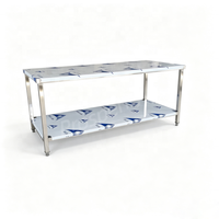 Étagère de rangement de cuisine commerciale en acier inoxydable à 2 niveaux, table de préparation alimentaire robuste pour restaurant, hôtel