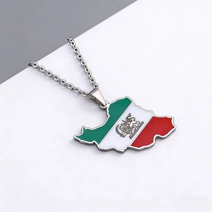 Collar con Colgante de Mapa de la República Islámica de Irán Chapado en Oro de 18K, Cadena de Acero Inoxidable, Bandera del Imperio Persa, Dinastía Pahlavi - Product Image 3