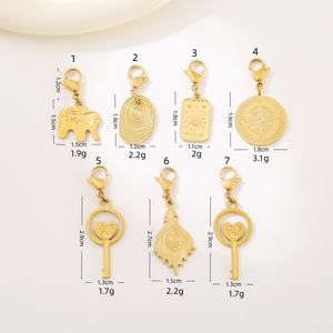 היפ הופ פאנק זהב מתכת מצופה זהב, פיל, טביעת אצבע, מפתח בעיצוב תליון קליפות לובסטר. קסמי מותאם אישית - Product Image 6