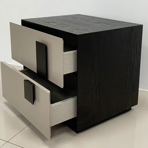 Table de chevet nordique moderne Table de chevet à panneaux en bois pour meubles de chambre d'hôtel - Product Image 2