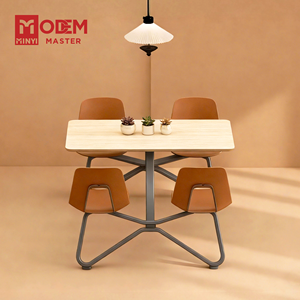 MINYI BOW Cafetaria Set Eetkamer Restaurant 4-persoons Eettafelset Eettafel en Bank Tafel en Stoelenset - Product Image 1