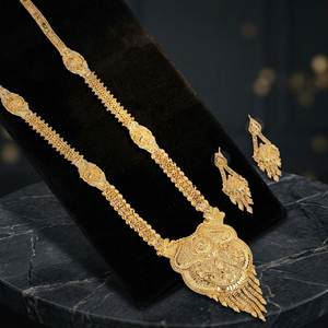 Wholesale Indian 14K 18K 24K Gold Plated Micro Forming Long Necklaces, Traditional Design Jewelry Set, Brass Gold Filled Jewelry - Product Image 1