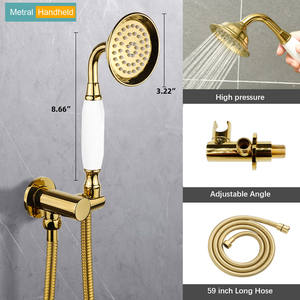 نظام مجموعة صنبور دش المطر العتيق: رأس هطول الأمطار 9 بوصة وبخاخ محمول باليد ، صمام نحاسي تحويل ذو اتجاهين مع طقم تشذيب - Product Image 2