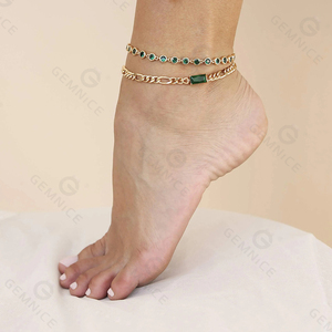 Gemnel Fashion Jewelry Pulsera de esmeralda de Plata de Ley 925 chapada en oro - Product Image 3