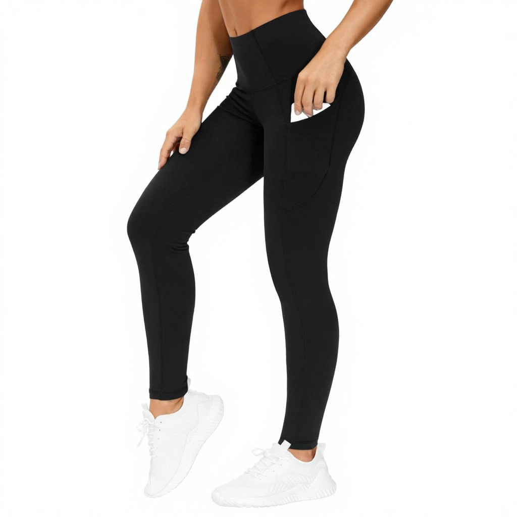The GYM PEOPLE Thick High Waist for Yoga Pants with Pockets Tummy Control Color Blocking Full Length for Women