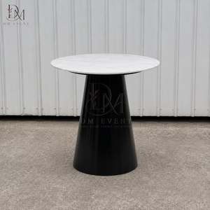 Table de cocktail ronde pour lieux de réception avec base conique en acier inoxydable noir et plateau en verre trempé miroir - Product Image 2