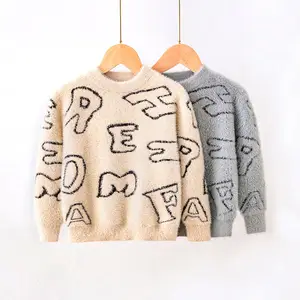 Alta Qualidade Impresso Pullover Crianças Cashmere Fleece Sweater para Litter Meninos de 2-12 Anos de Idade