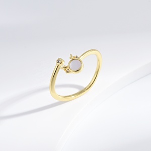 wholesale plata 925 sterling Silver leaf <b>Custom</b> <b>ring</b> summer rabbit 18K gold plated zircon Animal open shell cute <b>rings</b> for girls - Product Image 4