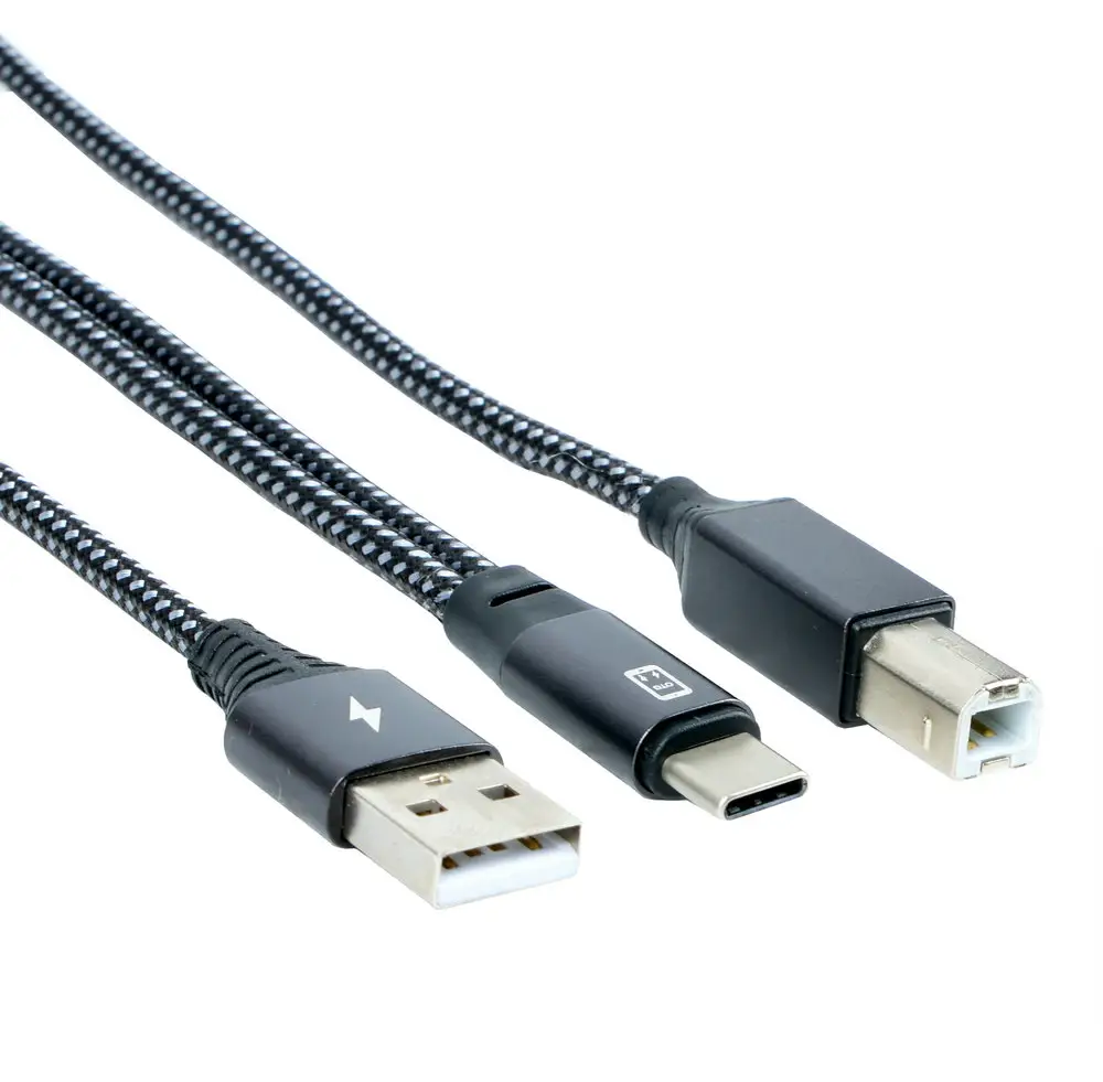 Kabel pengisi daya USB C ke tipe B, kabel pengisi daya 2 IN 1 untuk instrumen musik elektronik Piano Drum USB mikrofon kabel MIDI