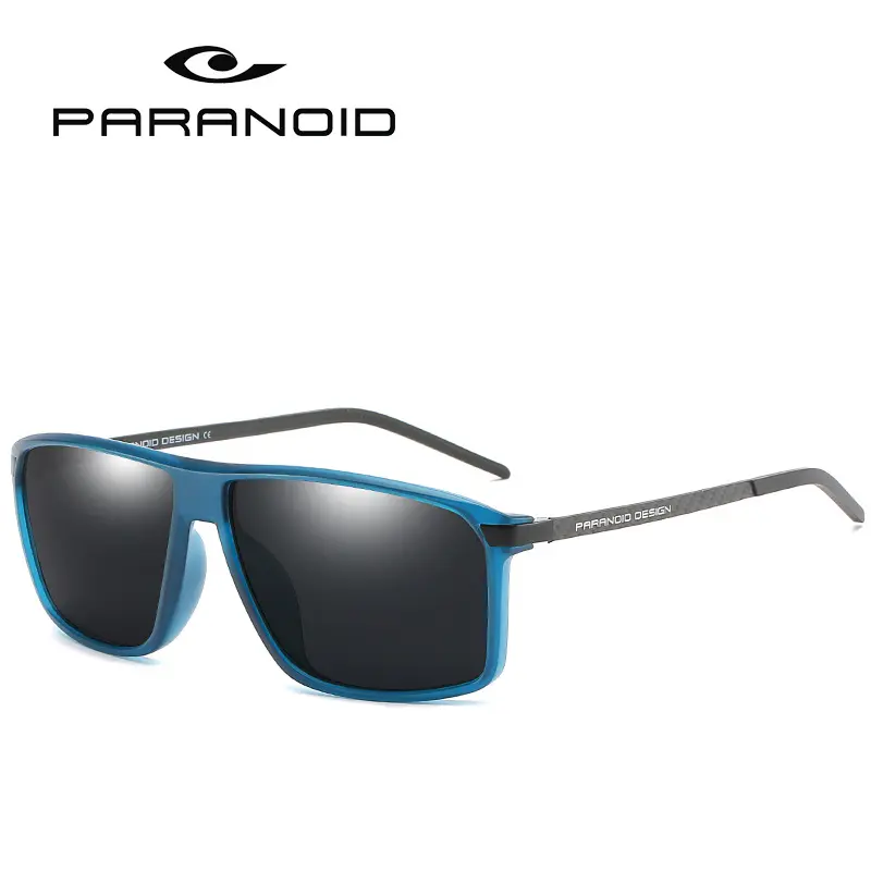 Paranoid 새로운 편광 선글라스 블랙 스퀘어 Oculos 남성 6 색 모델 운전 선글라스 높은 안경 P8001 탄소 섬유 남성