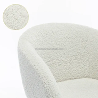 Milieu du siècle mélange de laine blanche tissu de laine d'agneau jambe en métal noir Restaurant Boucle chaise de salle à manger maquillage vanité chaise Accent fauteuil