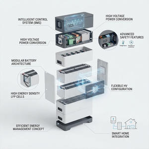Batterie de stockage d'énergie domestique modulaire empilable haute tension, extensible tout-en-un, batterie au lithium, puissance de sortie 10-20 kW pour réseau électrique - Product Image 2