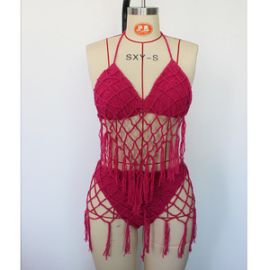 Personnalisé mi taille gland crochet Bikini maillots de bain évider Sexy voir à travers nager couvrir String Bikini vêtements de <span class=keywords><strong>plage</strong></span> pour les femmes - Product Image 3