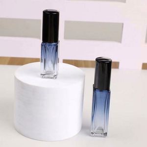 Wholesale OEM Brand <b>Small</b> Portable Square Glass Perfume Bottle 5ml 10ml Empty Pocket Size Gradient Blue <b>Pump</b> Screen Printing - Product Image 1