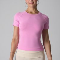 T-shirts basiques pour femmes SK1259, 90% coton / 10% élasthanne, manches courtes, col rond, extensibles, coupe ajustée, hauts pour sortir