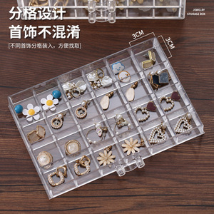 Transparent Multi Layer Jewelry <b>Box</b> Plastic <b>Storage</b> Organizer For Studs Earrings <b>Small</b> Capacity 10-20 L Solid Color - Product Image 2