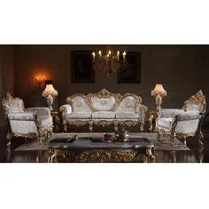 European hand-carved solid wood sofa classical furniture French living room sofa art luxury sofa