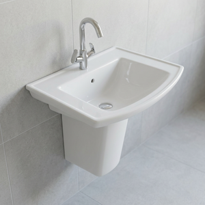 Modern Square Ceramic Sanitary Ware Space Saving <b>Wall</b> Hung Semi Pedestal Basin for Hotel Bathroom Sink China - Product Image 1
