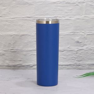Gobelet isotherme 20oz en acier inoxydable à double paroi, fin et droit, vierge pour sublimation, avec couvercle et paille - Product Image 4