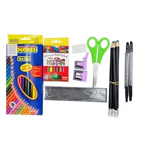 School Supply Kit with 12 Colored Pencils 8 Crayons 6 Pencils Ruler <b>Scissors</b> <b>Sharpeners</b> Eraser Zipper Bag Rubber 5 to 7 Years - Product Image 6