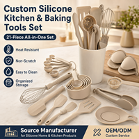 Ensemble d'ustensiles de cuisine en silicone antiadhésif YMS de 21 pièces pour un usage domestique