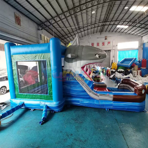Wet or dry shark combo <b>inflatable</b> commercial bounce <b>house</b> with water slide castillo hinchable de tiburon - Product Image 5