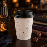 Gobelet en papier double paroi Halloween, motif maïs sucré, kraft, isolé, jetable, 12 oz, qualité alimentaire, prix usine, fabricant Chine