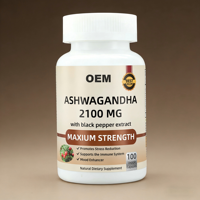 Ashwagandha 2100mg Complément Herbal Naturel pour la Mémoire et la Qualité du Sommeil 100 Capsules (Usage Adulte Personnalisé)