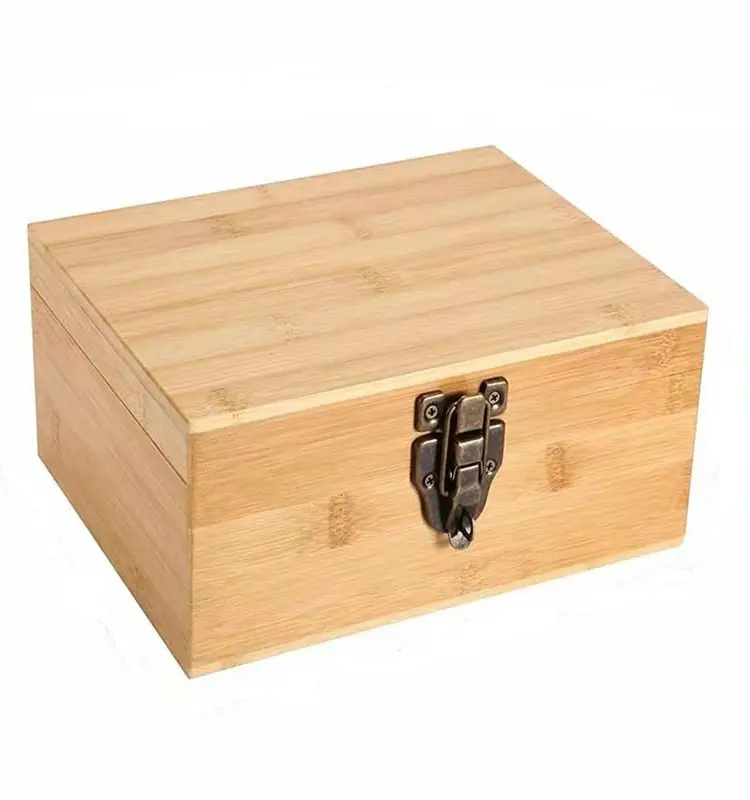 Lockable Stash Box Combo Kit with Accessories Includes Sliding Tray,Large Bamboo Stash Box with Lock and Key,