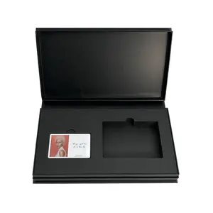 Caja de tarjetas de nuevo diseño, caja de solapa negra, bandejas de dos piezas, caja de regalo de material de cartón reciclable para tarjetas