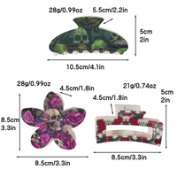 Pinces à cheveux Halloween imprimées UV, accessoires pour cheveux carrés creux, pinces à cheveux rectangulaires en plastique imprimées pour les filles, pour les fêtes