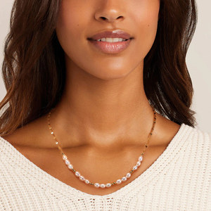 RINNTIN GPN67 Halskette für Damen 14K Gold vergoldet handgefertigt kultiviert Süßwasserperlen-Kette Anhänger 925 Silber-Halsband - Product Image 3