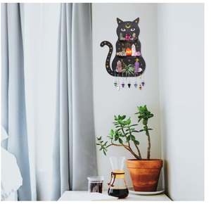 Étagère chat lune personnalisée pour cristaux bijoux <span class=keywords><strong>pendule</strong></span> suspendu Boho décoration murale bougeoir sorcière cristal présentoir pierres - Product Image 4