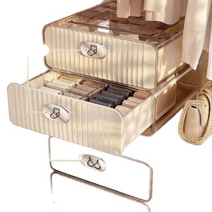 Clothing Organizer Drawer Storage Box With Lid And Compartments Stackable For Socks Underwear Bra Wardrobe Organization - Product Image 5