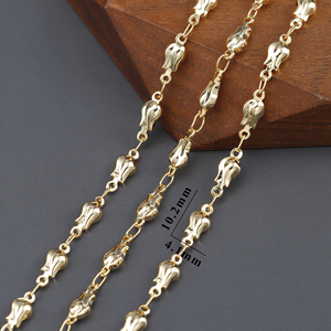 Chaîne DIY C164 1m/lot, conforme REACH, sans nickel, plaqué or 18 carats, cuivre, breloque, pour la fabrication de bijoux (bracelet, collier) - Product Image 6