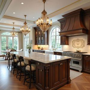 ตู้ครัวไม้โอ๊คสีแดงไม้โอ๊คเนื้อแข็งแบบคลาสสิกแบบอเมริกันตู้ครัวดีไซน์แบบเต็ม - Product Image 5