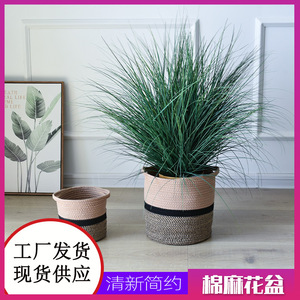 Woven Cotton <b>Linen</b> Flower Pot 30cm Round Handmade Indoor Plant <b>Basket</b> Storage <b>Basket</b> Modern Home Decor - Product Image 5