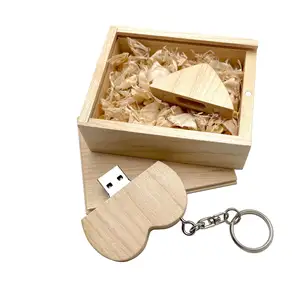 Custom usb flash drive wooden Heart with BOX usb2.0 Pendrive 64GB usb memory stick photography wedding gift