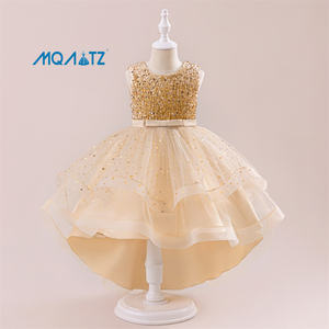 MQATZ Le Plus Récent Robes de <span class=keywords><strong>Princesse</strong></span> Formelles en Satin pour Filles, Longueur Genou, Pailletées, Multicouche, Robe de Bal de Soirée - Product Image 3