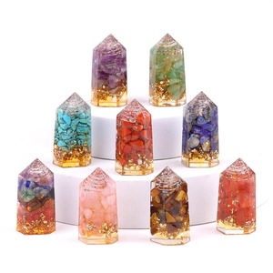 7 Chakra Gravel Ornaments Vintage Luxury Desktop Resin Decor Carved Natural <strong>Stone</strong> Healing Crystals Amethyst <strong>Jade</strong> Hexagonal - Product Image 1