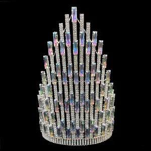 16" tall Custom Rhinestone Big Crown Crystal Tiara Large Pageant Crowns AB stones Hair Accessories