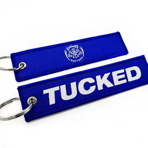 Label Tenun Bordir Gantungan Kunci Personalisasi Fashion Jet Tag untuk Carabiner & Gantungan Kunci Bordir Kain Promosi Kustom - Product Image 5