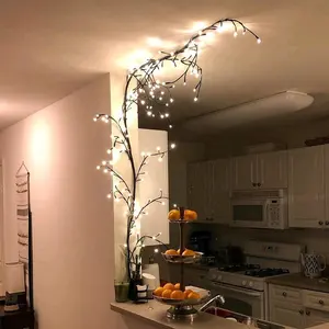 Grapevine Lampu Dekorasi Natal Led Fleksibel, Lampu Rotan Willow 144 LEDs 7,5 Kaki untuk Ruang Keluarga