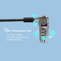 MK815 Cadenas de sécurité à combinaison sans clé 4 chiffres de haute qualité 3x7mm avec câble pour ordinateurs portables Dell Lenovo