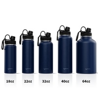 Bouteille d'eau sport isotherme en acier inoxydable à double paroi, personnalisée ODM, 32oz, 40oz, 64oz, avec affichage LED de la température et paille