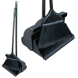 Ergonomic Flat Broom with <b>Bamboo</b> <b>Brush</b> and Plastic Telescopic Handle for Tight Corners in Apartments & Hotel Rooms - Product Image 1