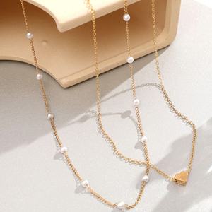 Nuevo Collar Personalizado al por Mayor de Acero Inoxidable con Acabado Pulido, con Colgante de Corazón y Perla para Mujer - Product Image 2